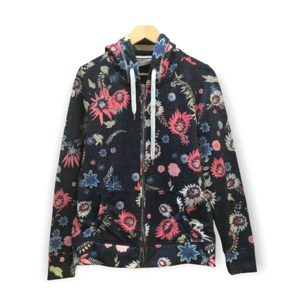 Cecil Hold Me Never Let Me Go Full Zip Floral Hoodie Jacket Size Small EUC
